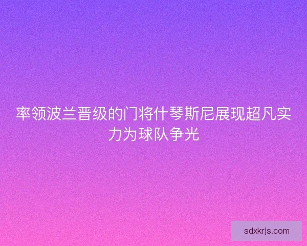 率领波兰晋级的门将什琴斯尼展现超凡实力为球队争光