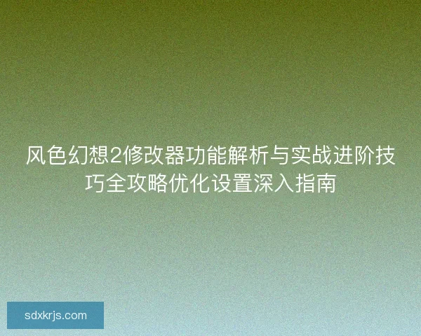 风色幻想2修改器功能解析与实战进阶技巧全攻略优化设置深入指南